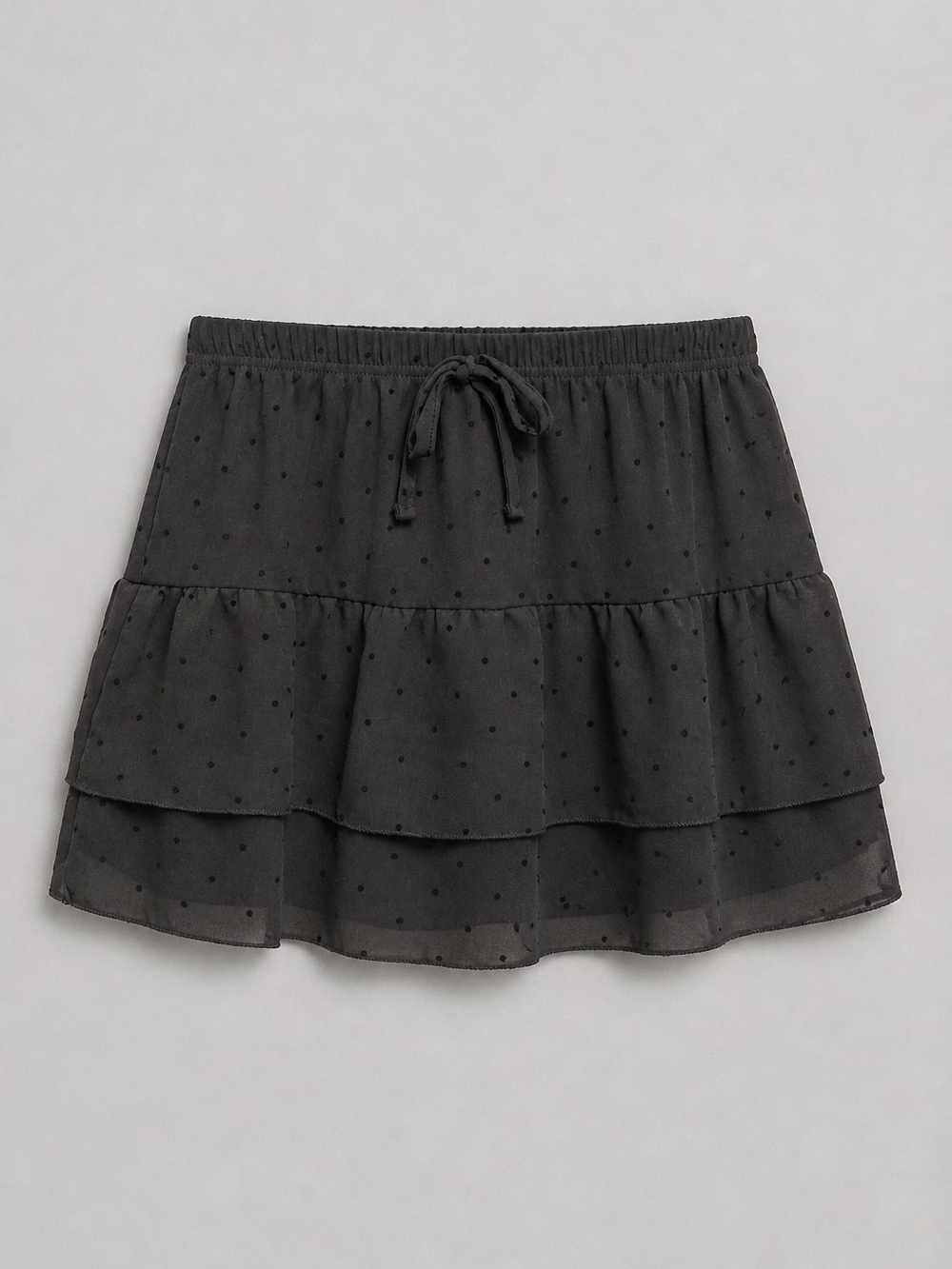 Reduced! Ardene Black Swiss Dot Tiered Skort XS | Chiffon Ruffle Mini - Picture 2 of 11